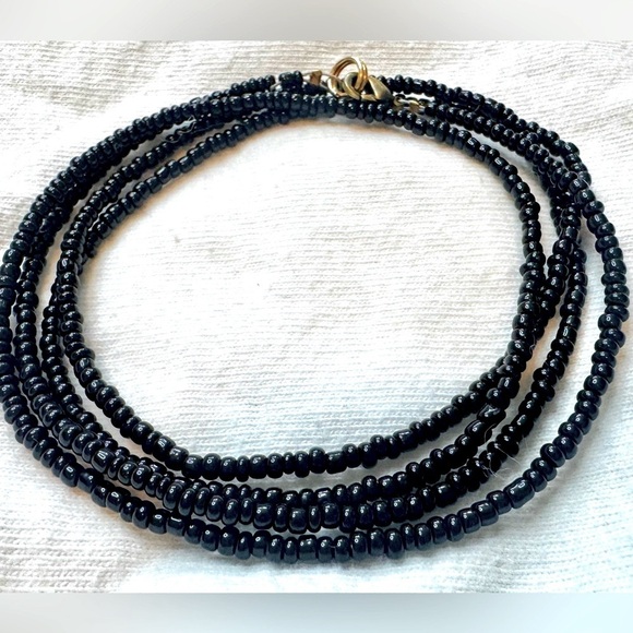 Minimalist Black Seed Bead Wire 3-4x Wrap Bracelet - Picture 2 of 2